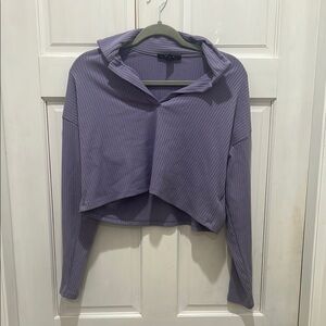 Purple Women's Cropped Ribbed Top